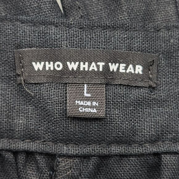 Who What Wear Jumpsuit Womens Size Large Black Ruffle Linen Rayon Summer Resort - Picture 3 of 12